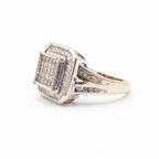 10k White Gold Multi Cut Diamond Pave Ring