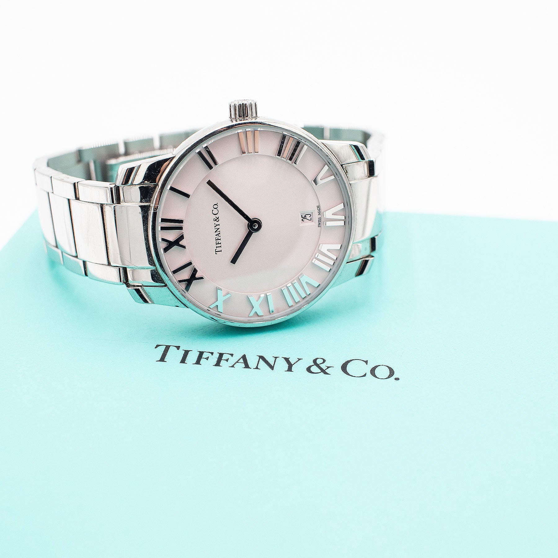 Tiffany & Co. Atlas Stainless Steel Pink Dial Ladies Watch