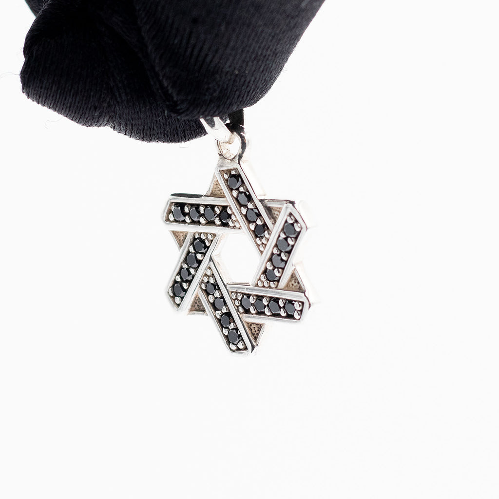David Yurman Sterling Silver Black Stones Star Of David Pendant