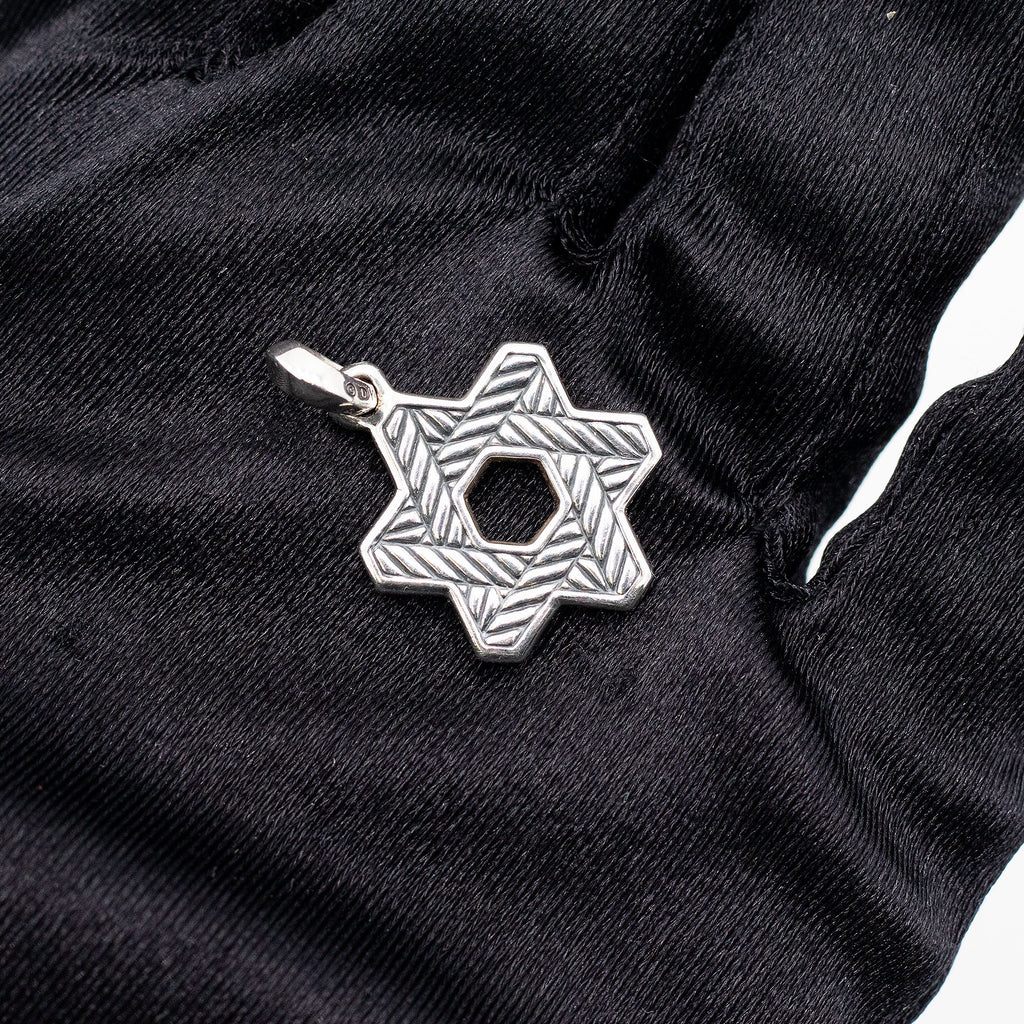 David Yurman Sterling Silver Black Stones Star Of David Pendant