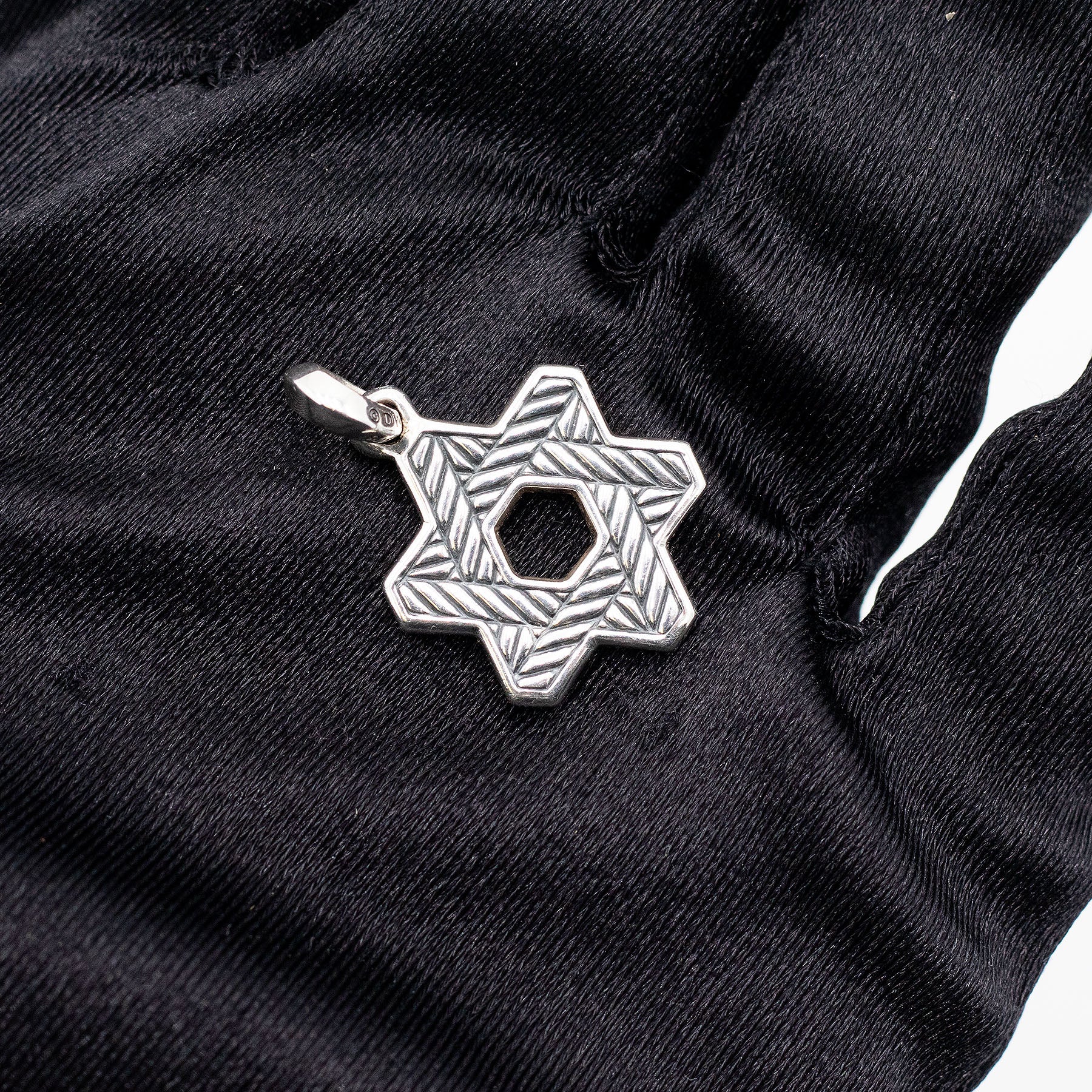 David Yurman Sterling Silver Black Stones Star Of David Pendant