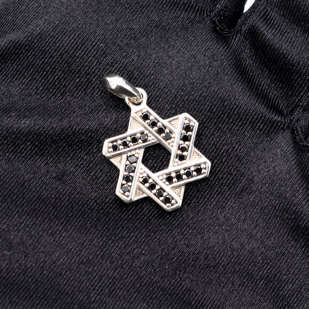 David Yurman Sterling Silver Black Stones Star Of David Pendant
