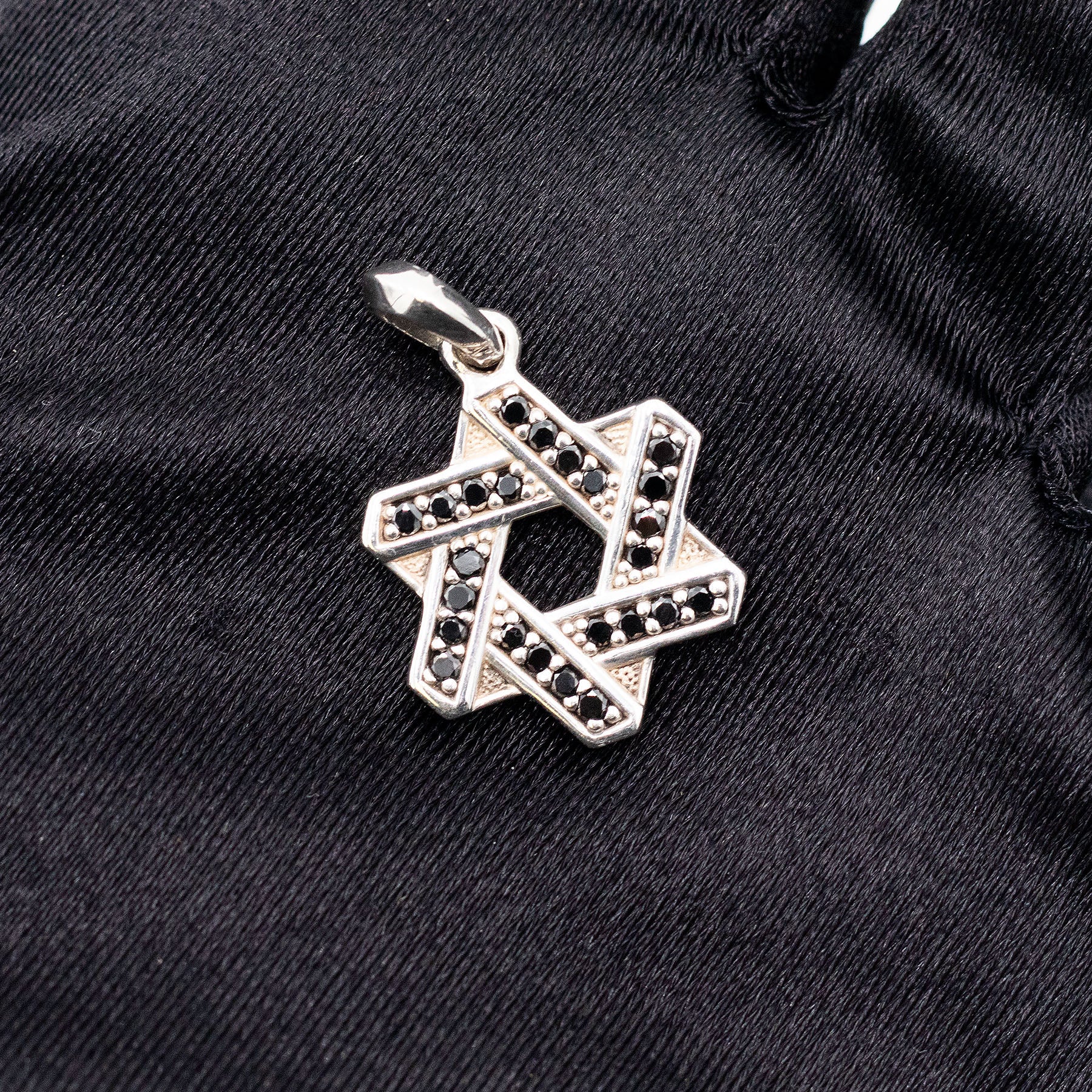 David Yurman Sterling Silver Black Stones Star Of David Pendant