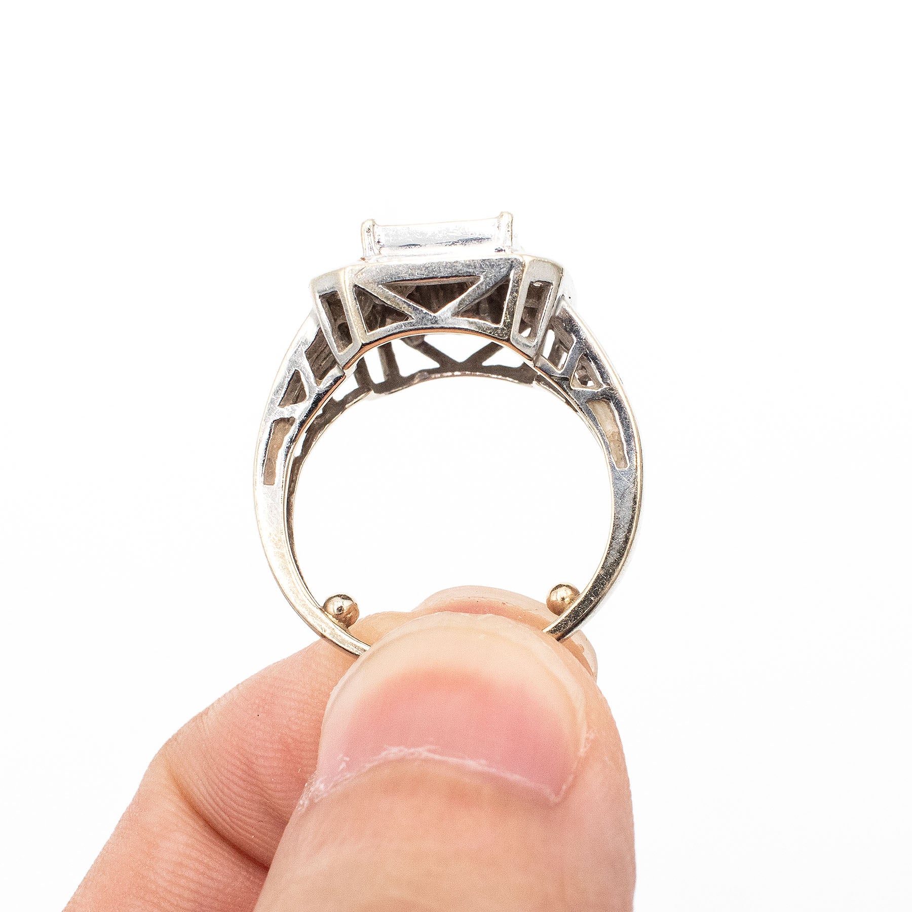 10k White Gold Multi Cut Diamond Pave Ring