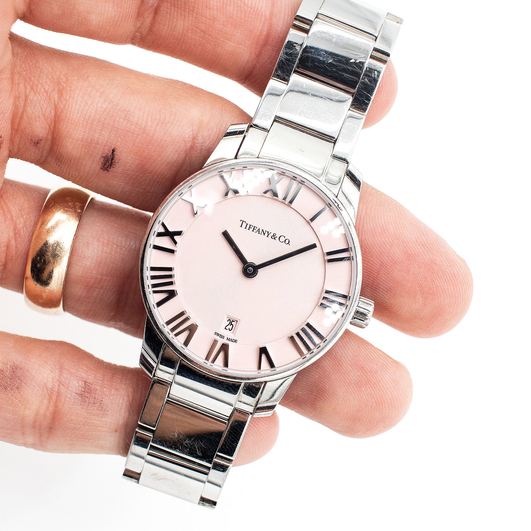 Tiffany & Co. Atlas Stainless Steel Pink Dial Ladies Watch