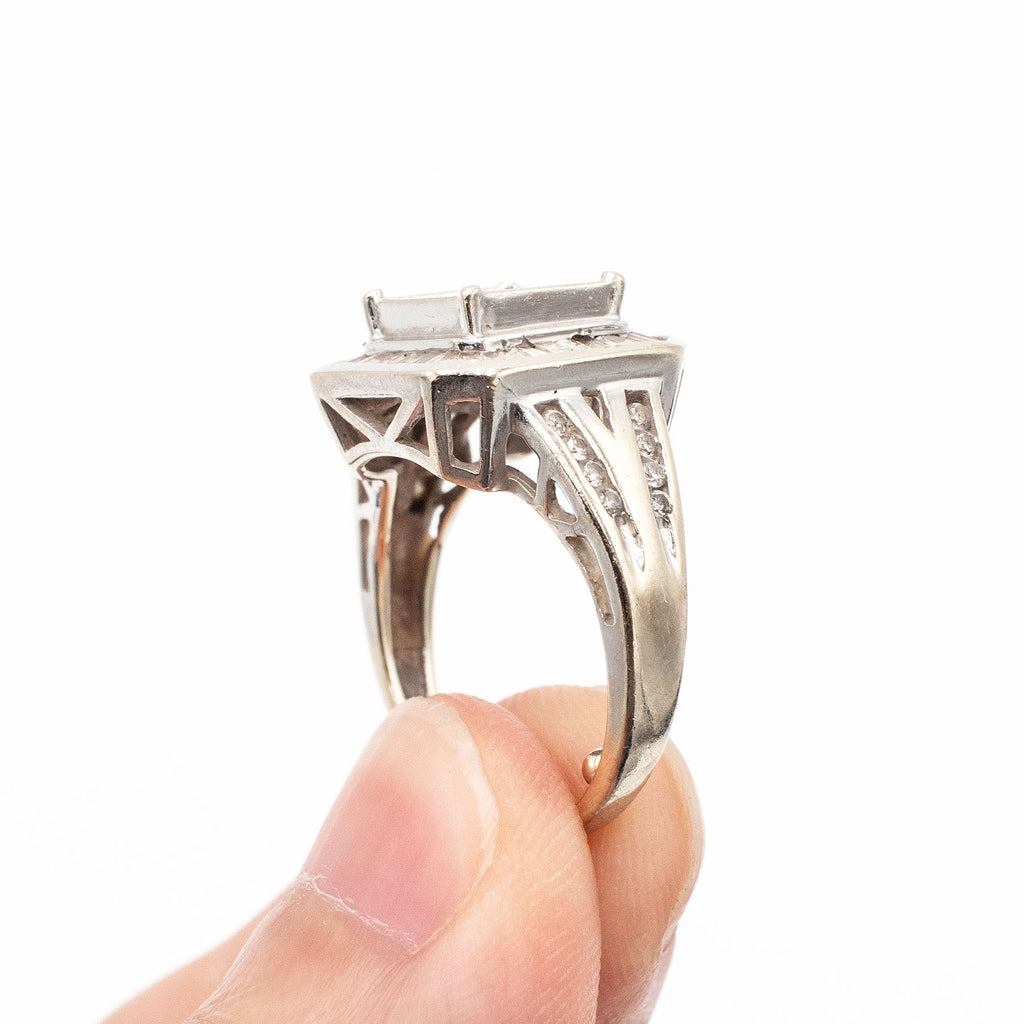 10k White Gold Multi Cut Diamond Pave Ring