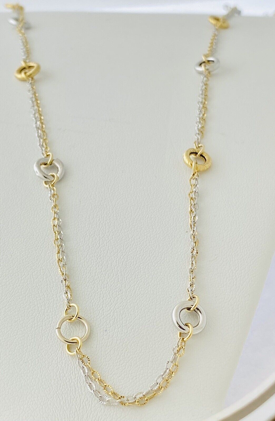 14kt Two Tone Gold Chain With Two Tone Gold Circle Stations
