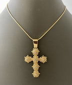 18kt Yellow Gold Snake Style Chain With Diamond Cross Pendant