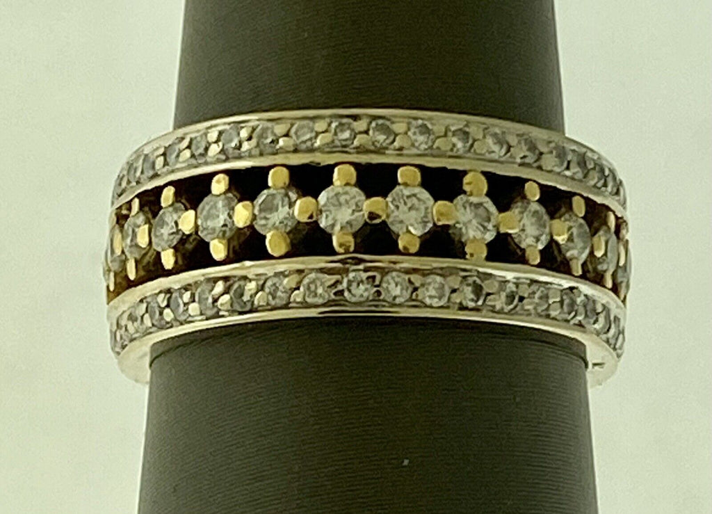 18kt Two Tone Wide Band Diamond Ring