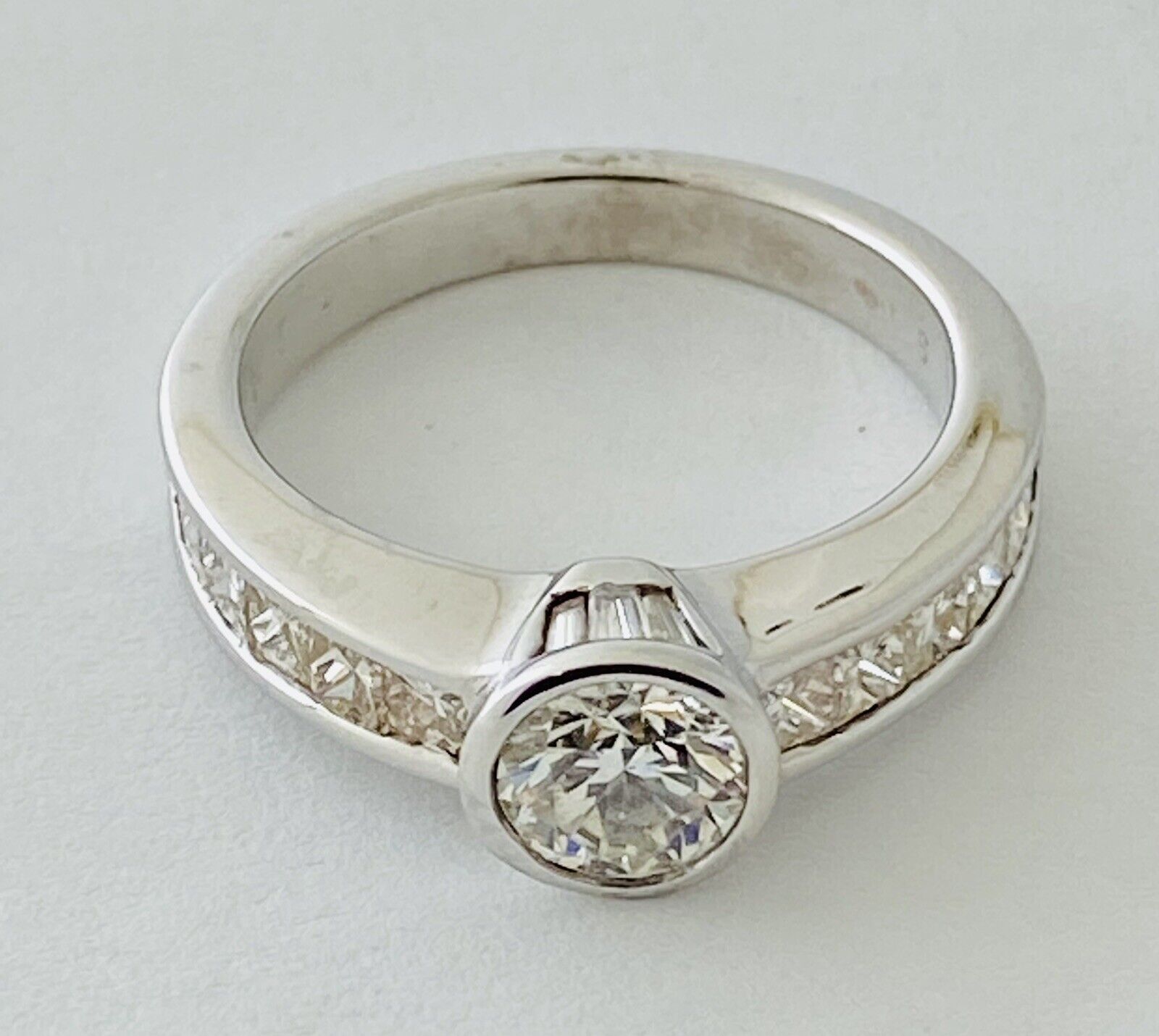 14kt White Gold European Cut Diamond Engagement Ring