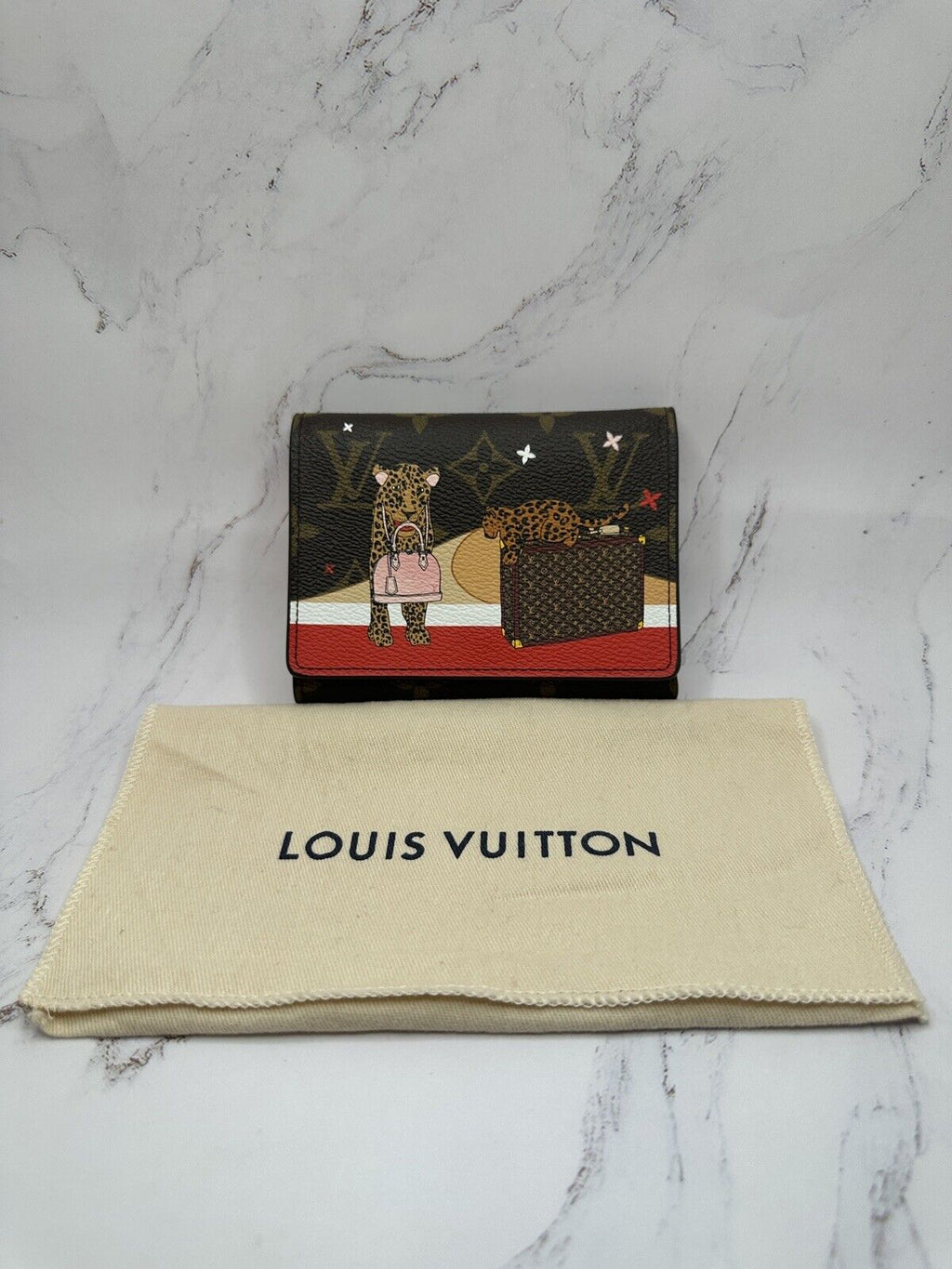 Louis Vuitton Limited Edition Leopard Portefeuille Victorine Wallet W/ Dustbag