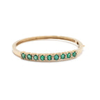 14k Yellow Gold Oval Green Stone Bangle Bracelet