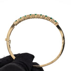 14k Yellow Gold Oval Green Stone Bangle Bracelet
