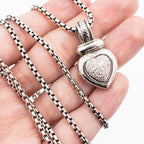 David Yurman Sterling Silver Diamond Heart Pendant Necklace
