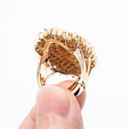 14k Yellow Gold Round Diamond Vintage Shield Ring