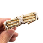 14k Yellow Gold Classic Cable Diamond X Bangle Bracelet
