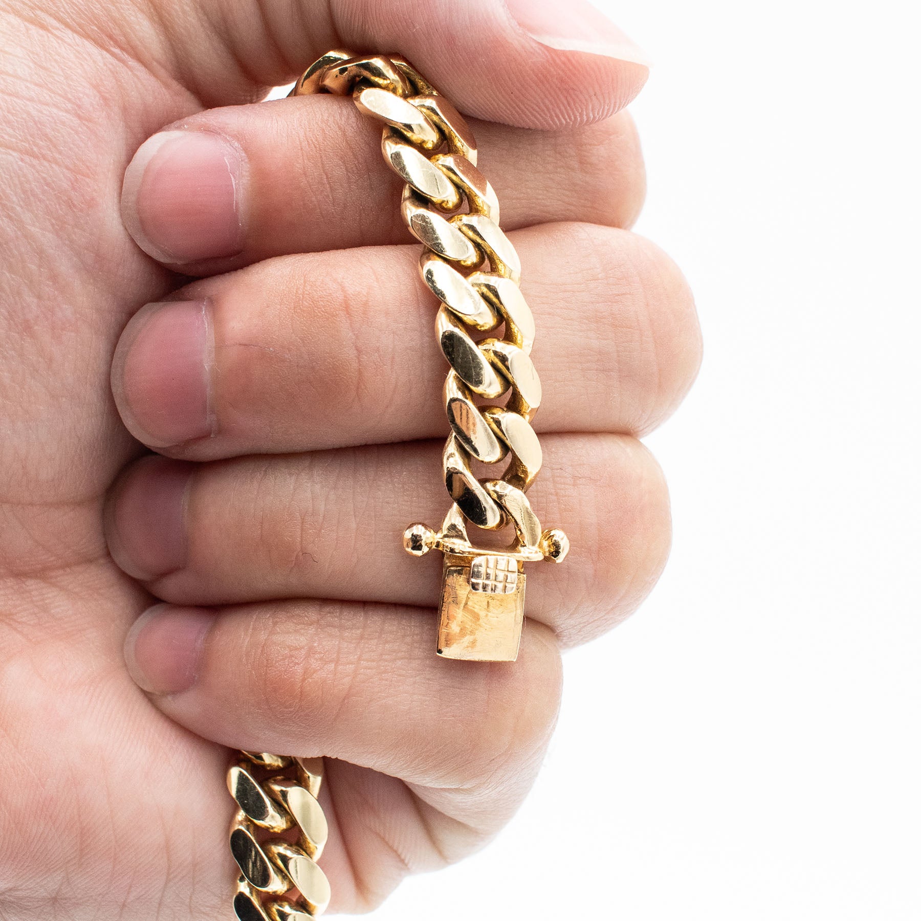 14k Yellow Gold Cuban Link 8 Inch Chain Bracelet