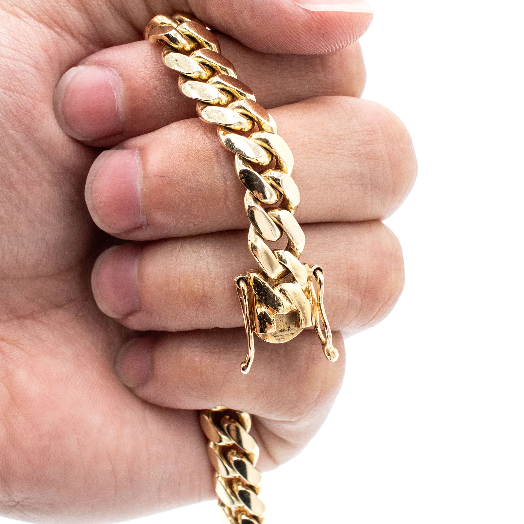 14k Yellow Gold Cuban Link 8 Inch Chain Bracelet