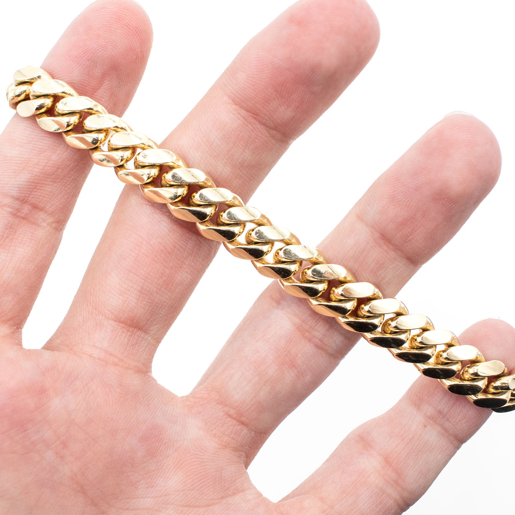 14k Yellow Gold Cuban Link 8 Inch Chain Bracelet