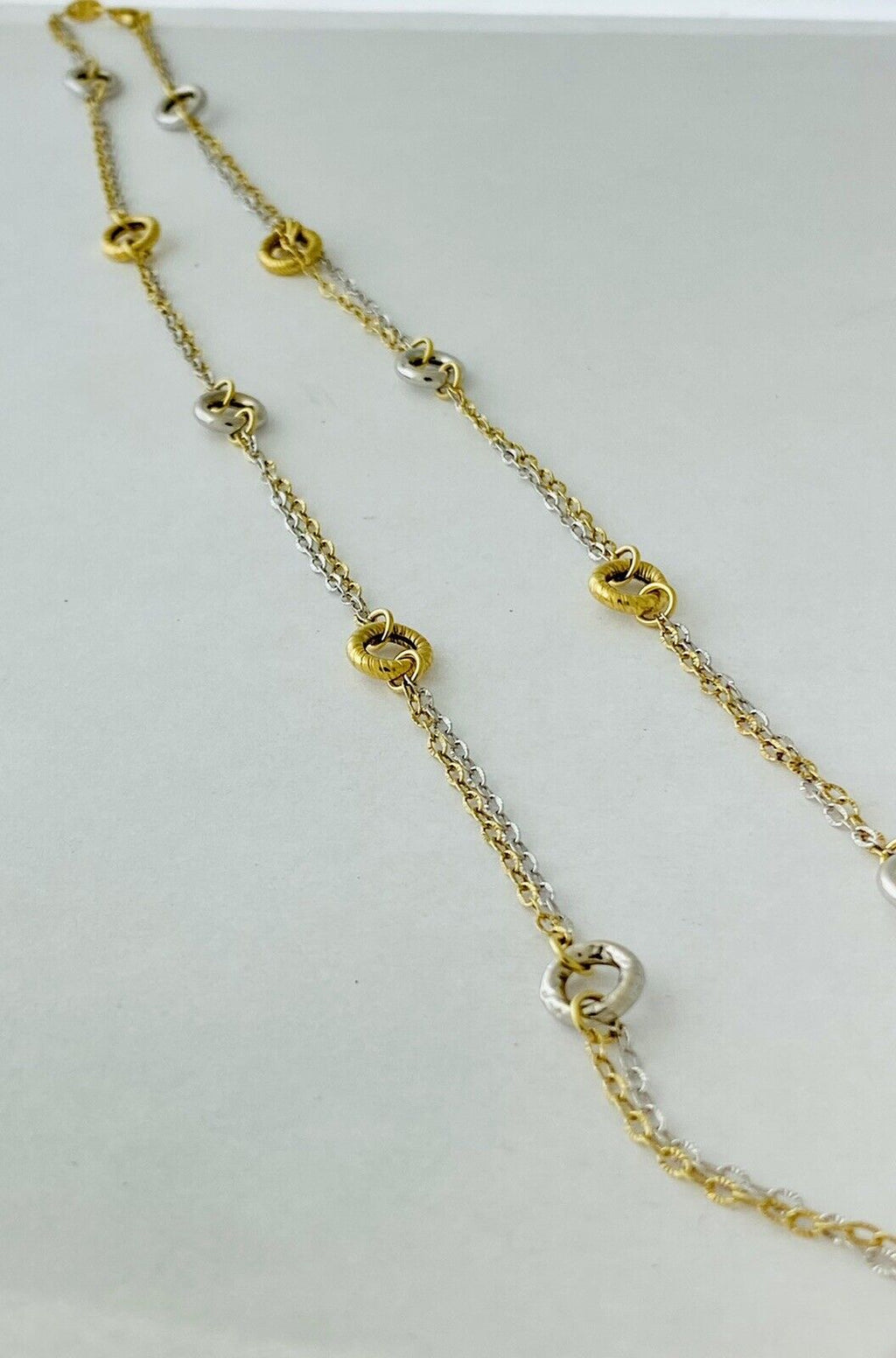 14kt Two Tone Gold Chain With Two Tone Gold Circle Stations
