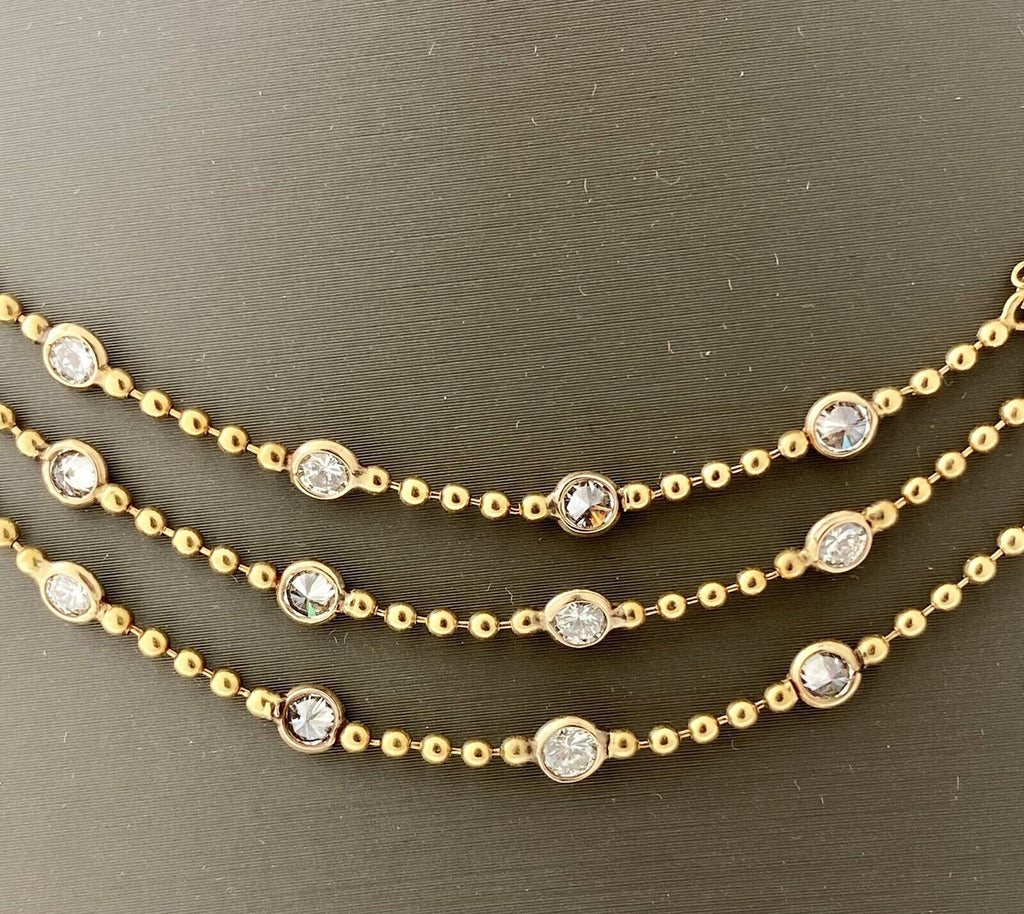 18kt Yellow Gold Necklace With Bezel Set Diamonds