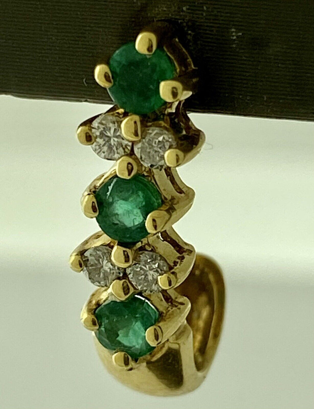 18kt Yellow Gold Emerald and Diamond Half Hoop Earrings