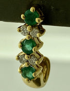 18kt Yellow Gold Emerald and Diamond Half Hoop Earrings