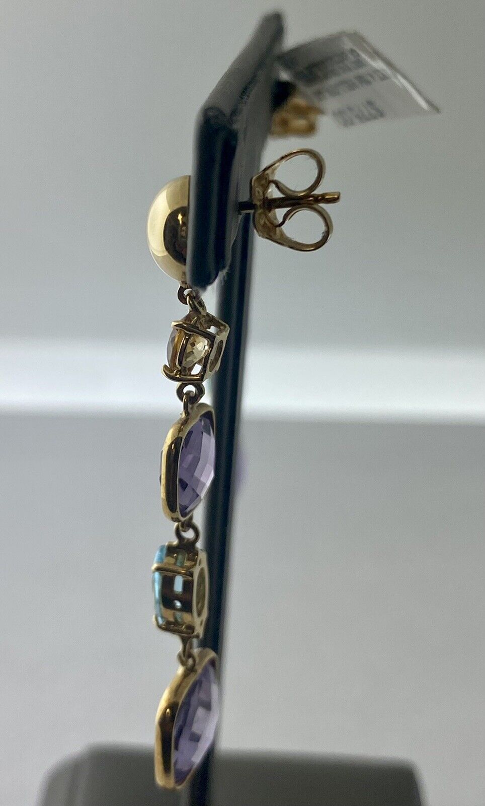 18kt Yellow Gold Amethyst, Blue Topaz And Citrine Drop Earring