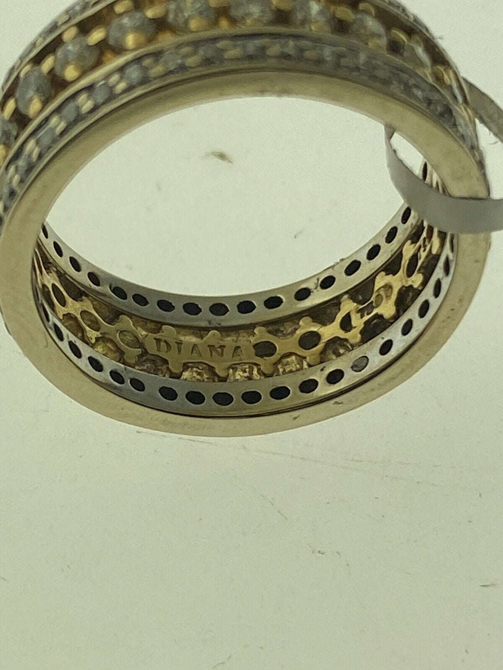 18kt Two Tone Wide Band Diamond Ring