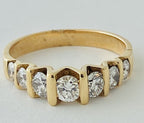 14kt Yellow Gold Seven Diamonds Cannel Set Ring