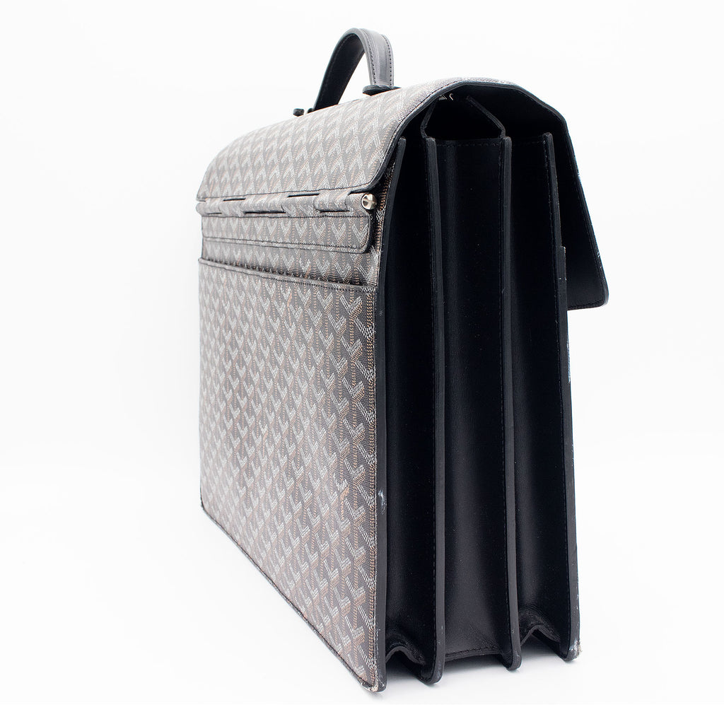 Goyard Black Chypre Deux Soufflets Briefcase Bag