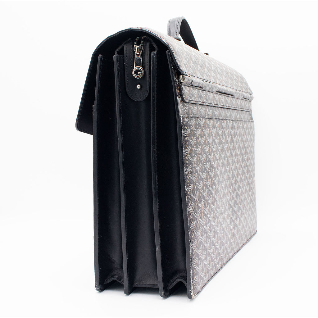 Goyard Black Chypre Deux Soufflets Briefcase Bag