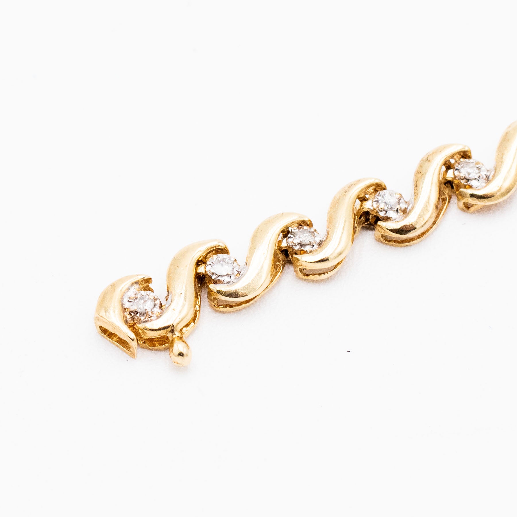14k Yellow Gold 0.42ctw Diamond Wave Ladies Bracelet