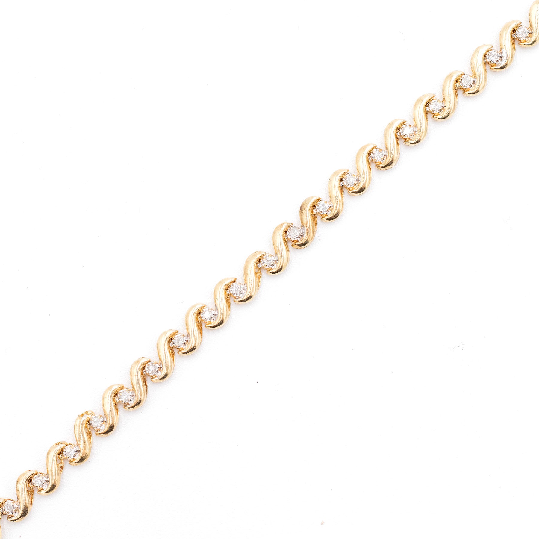 14k Yellow Gold 0.42ctw Diamond Wave Ladies Bracelet