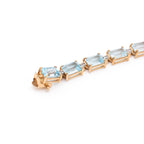 14k Yellow Gold Blue Topaz & Diamond Link Ladies Bracelet