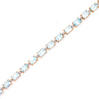 14k Yellow Gold Blue Topaz & Diamond Link Ladies Bracelet