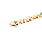 14k Yellow Gold Diamond & Emerald Vintage Style Ladies Bracelet