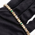 14k Yellow Gold Diamond & Emerald Vintage Style Ladies Bracelet