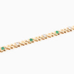 14k Yellow Gold Diamond & Emerald Vintage Style Ladies Bracelet