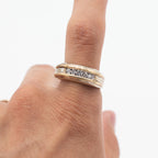 14k Two Tone Bezel Set Diamond Mens Ring