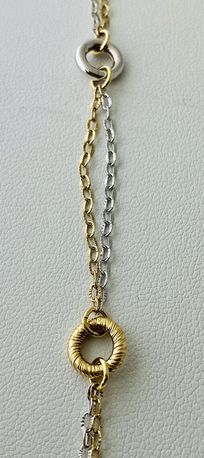 14kt Two Tone Gold Chain With Two Tone Gold Circle Stations