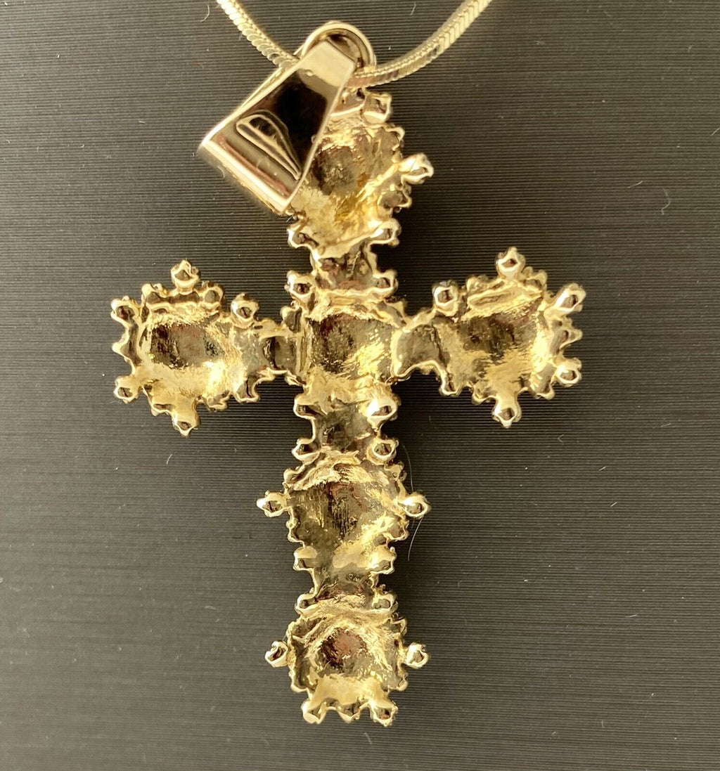 18kt Yellow Gold Snake Style Chain With Diamond Cross Pendant