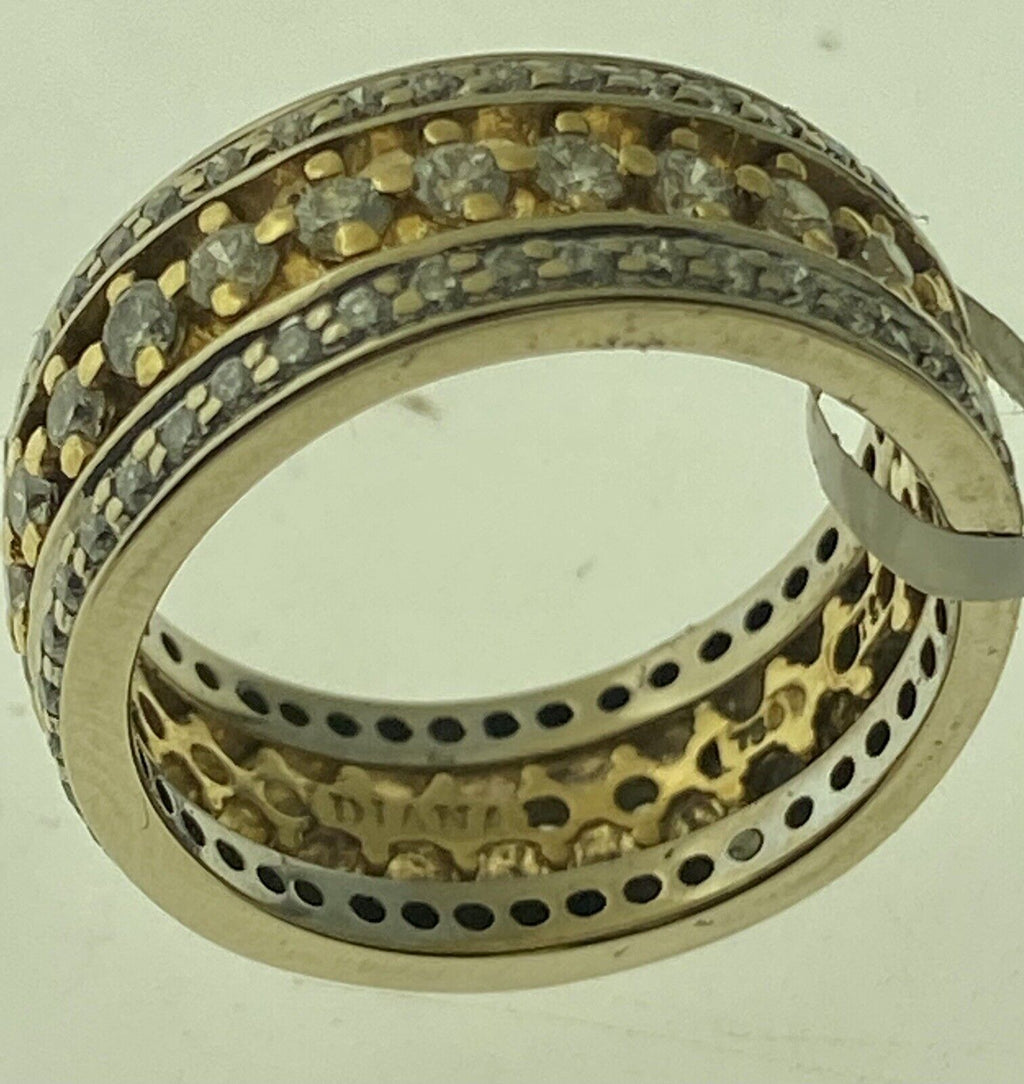 18kt Two Tone Wide Band Diamond Ring