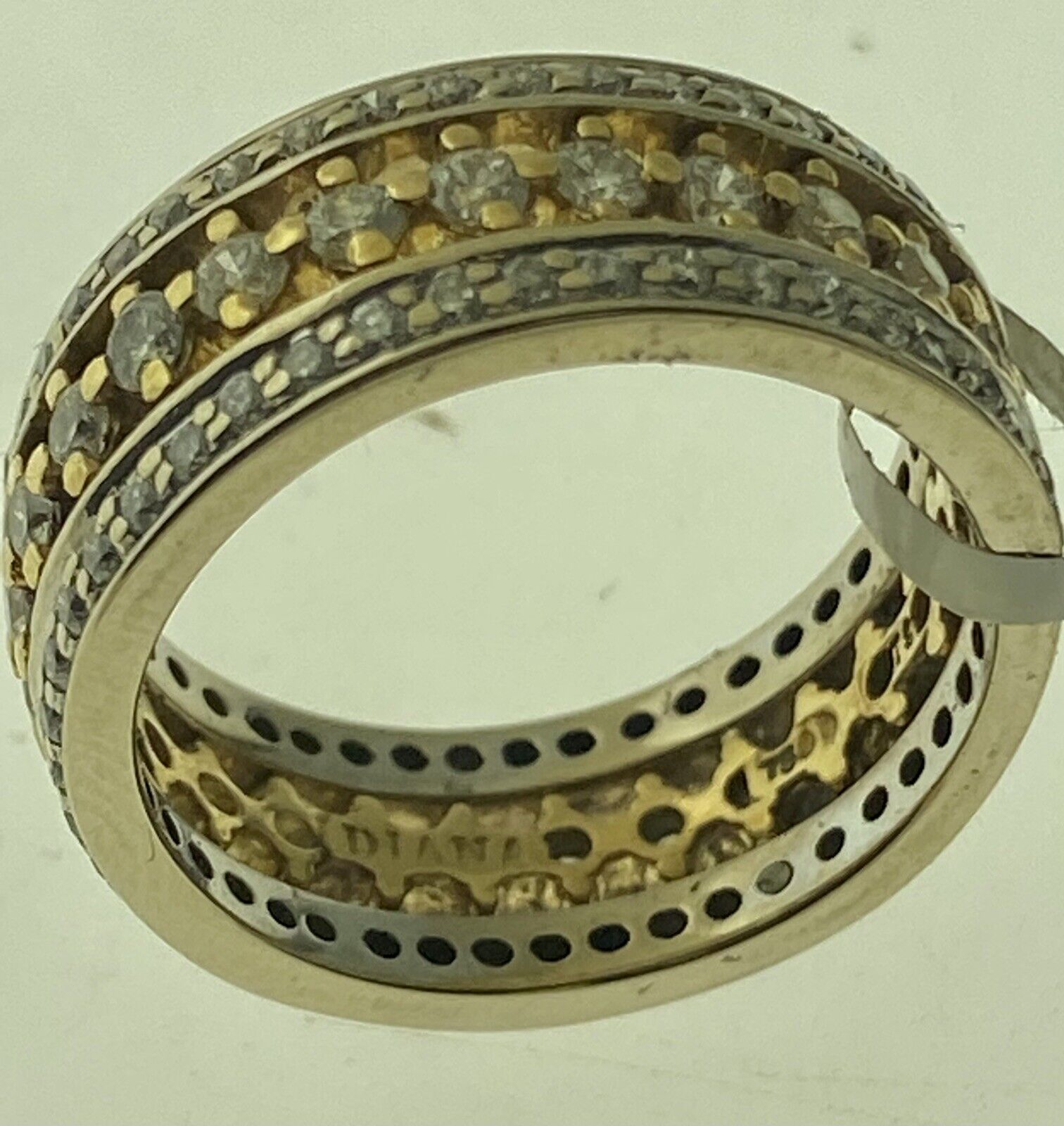 18kt Two Tone Wide Band Diamond Ring
