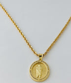 10kt Yellow Gold Rope Chain with Oval Moses Pendent