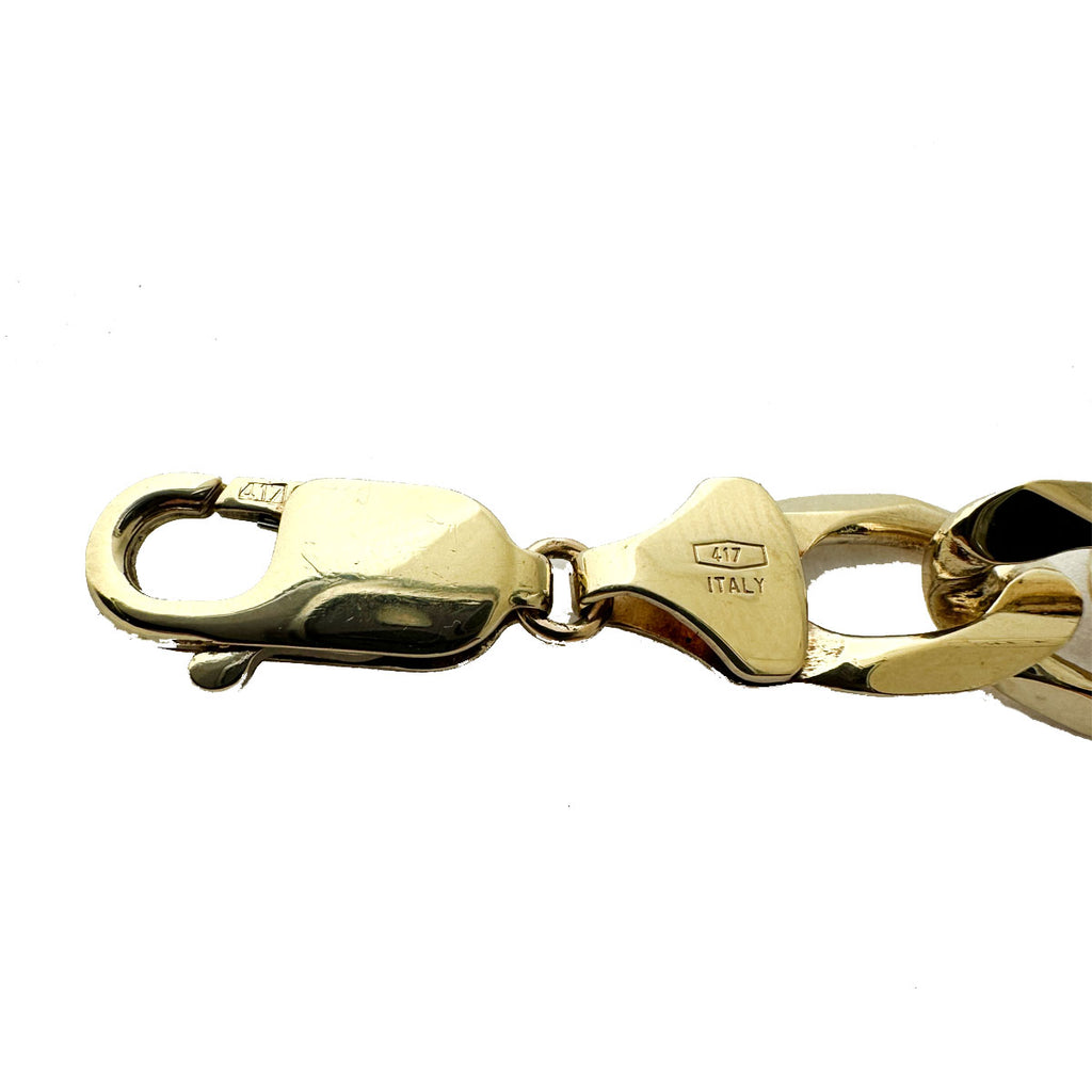 10kt Yellow Gold Solid Figaro Link Men's Bracelet 16.9 Grams