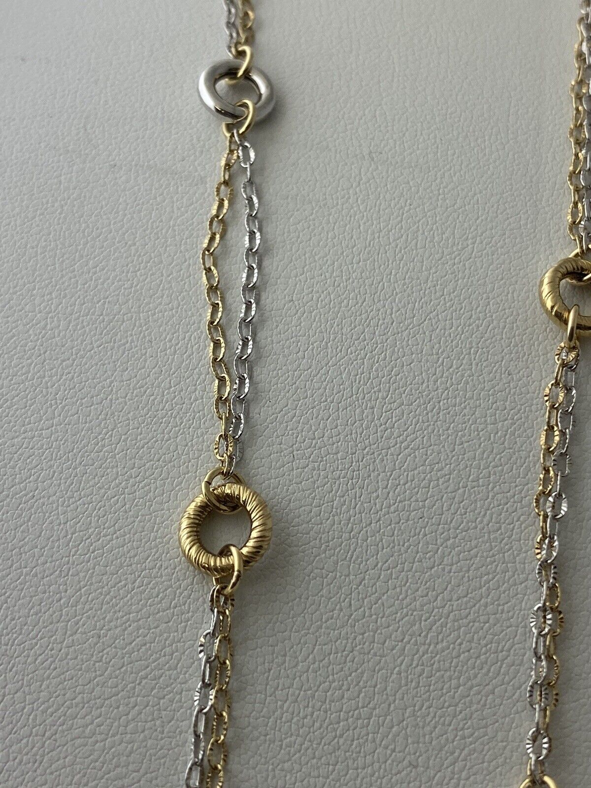 14kt Two Tone Gold Chain With Two Tone Gold Circle Stations