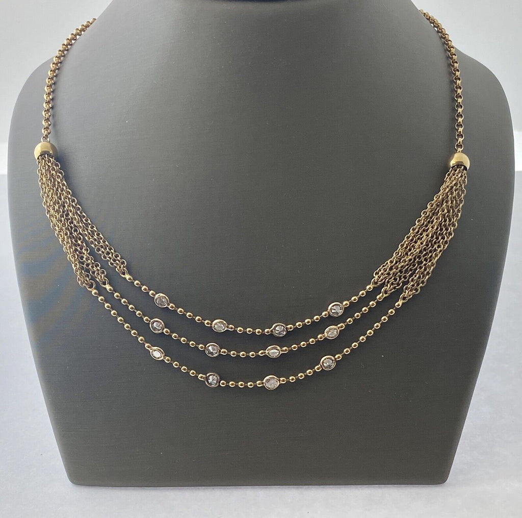 18kt Yellow Gold Necklace With Bezel Set Diamonds