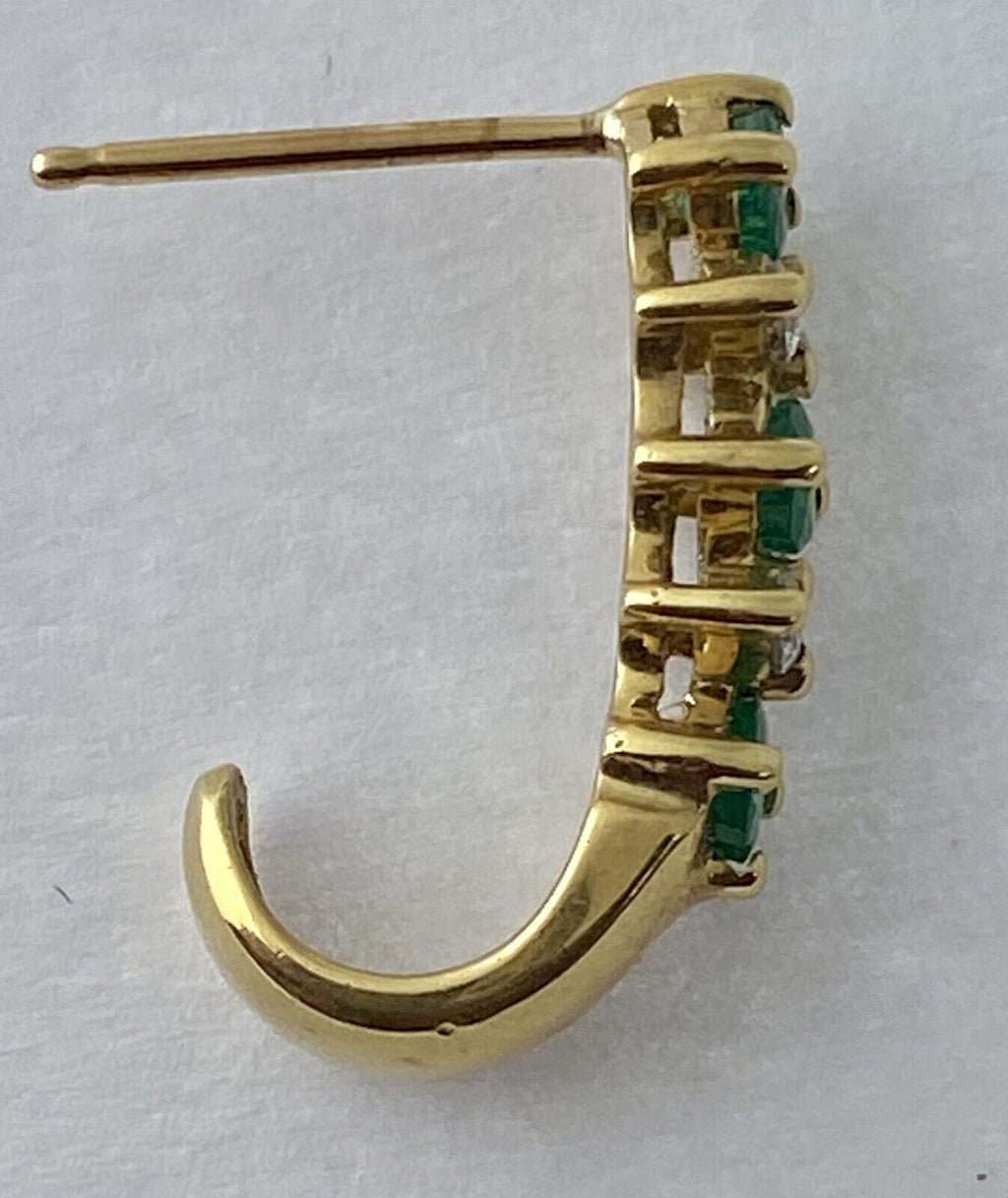 18kt Yellow Gold Emerald and Diamond Half Hoop Earrings