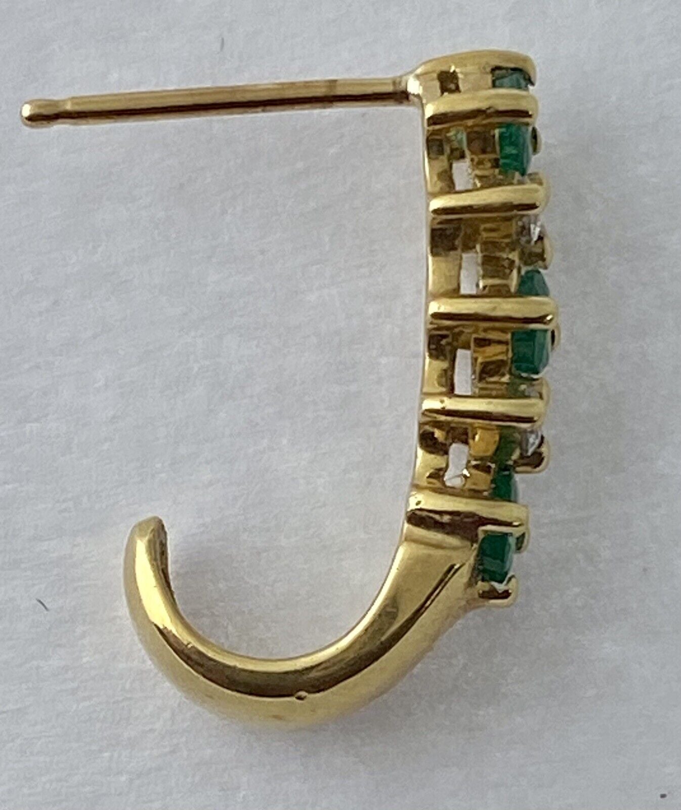 18kt Yellow Gold Emerald and Diamond Half Hoop Earrings